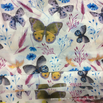 Nouvelles fraîches papillon Polyester imprimé tissu de vêtement robe en mousseline de soie